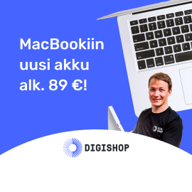 MacBook-akunvaihdot alk. 89 €.