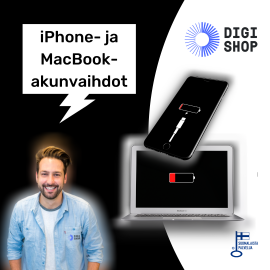iPhone- ja MacBook-akunvaihdot huippuedullisesti