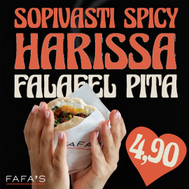 Fafa's - Harissa Falafel pita vain 4.90€