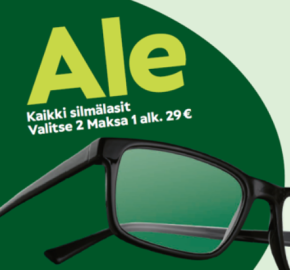 Ale Kaikki silmälasit Valitse 2 maksa 1 alk. 29€