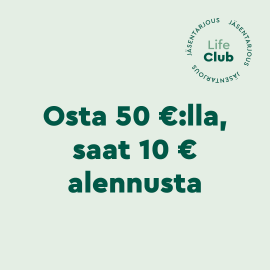 Osta 50 €:lla, saat 10 € alennusta