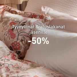 Tyynyliinat ja aluslakanat -50% jäsentarjous