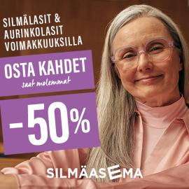 Osta kahdet lasit, saat molemmat –50 %