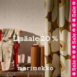 Marimekon myymälässä lisäale 20%
