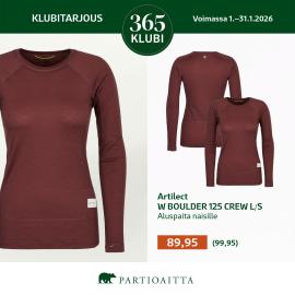Artilect BOULDER 125 CREW L/S aluspaita naisille 89,95€