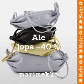 Nahkalaukkuja päällekäin, Marimekon ale jopa 40%