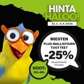 Miesten plus- mallistot -25%