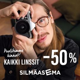 Kaikki silmä- ja aurinkolasilinssit –50 %