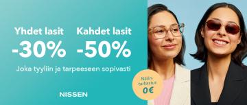 Yhdet lasit -30%, kahdet -50%