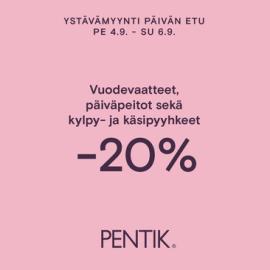 Vuodevaatteet ja pyyhkeet -20 %