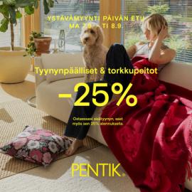 Tyynynpäälliset ja torkkupeitot -25 %